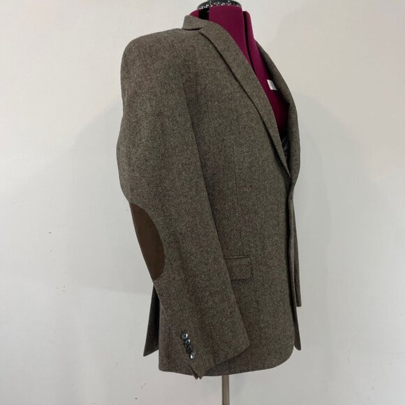 Calvin Klein Vintage Brown Tweed Wool Blazer Sports Coat Patch Elbow sz 42R - Picture 2 of 10